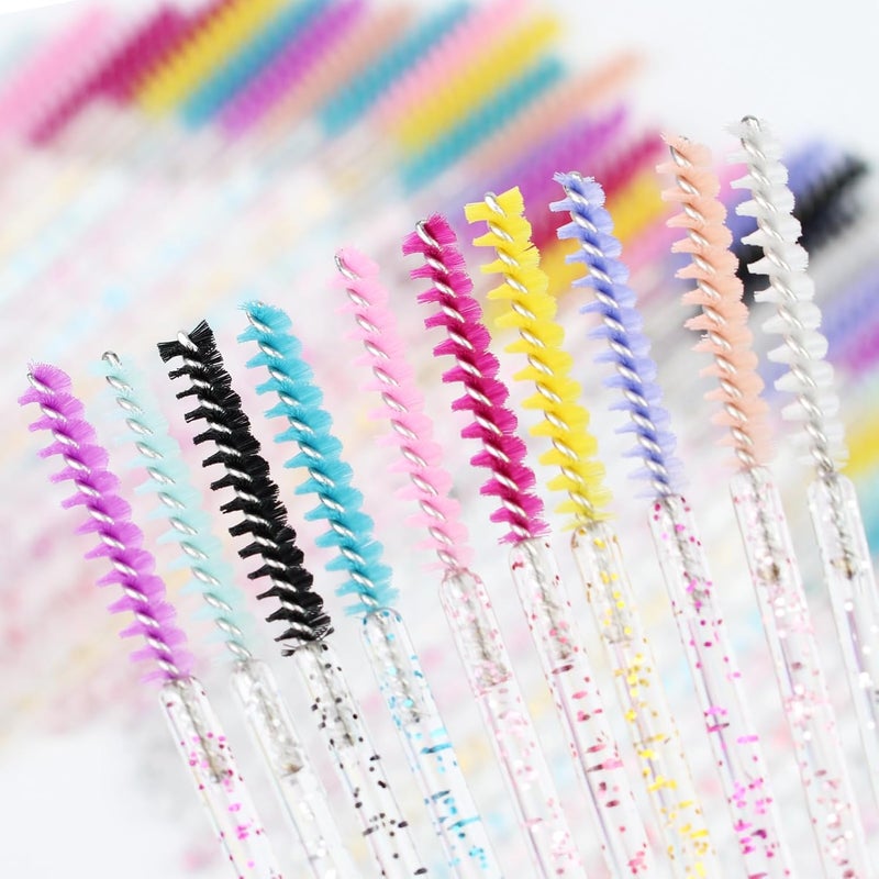 SenRocc 100pcs Disposable Skinny Mascara Wands Crystal Eyelash Brushes Mini Mascara Wands Micro Brush Lash Extension Supplies Lashes Extension Tools(Skinny-mix-100) - Image 4